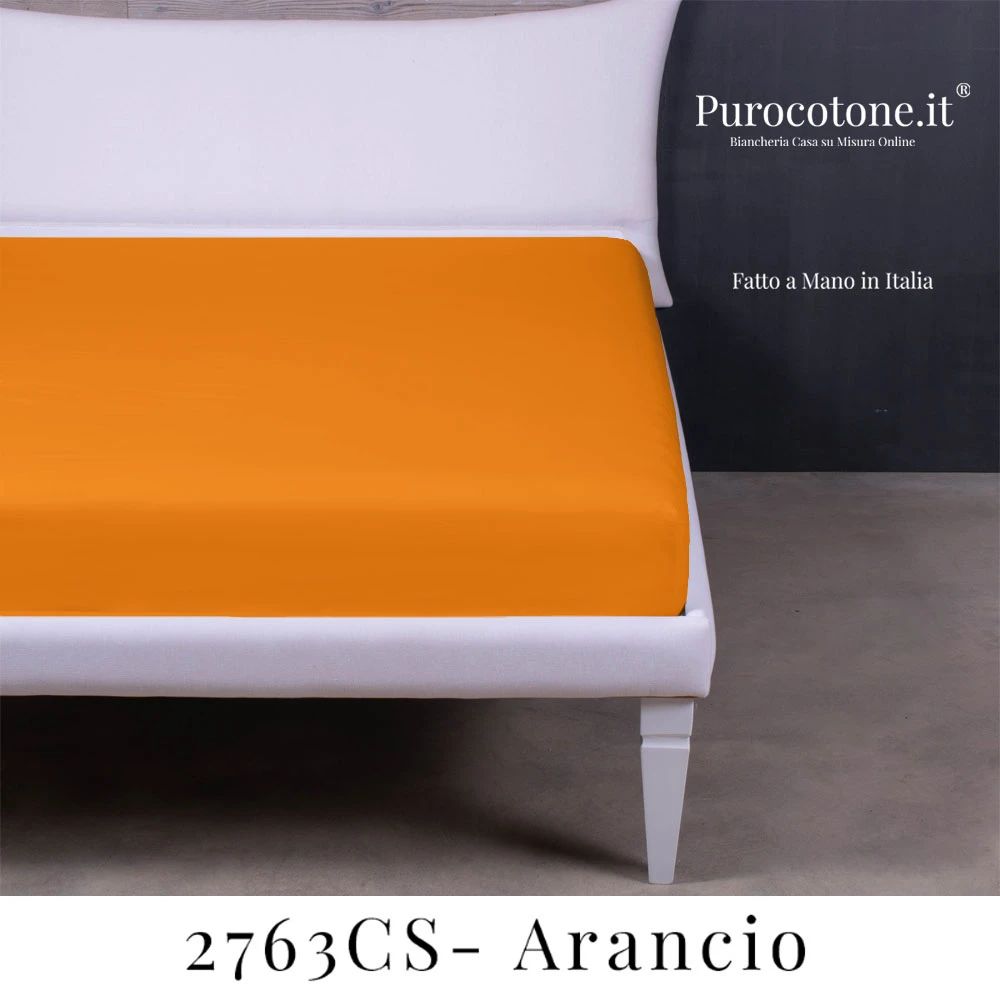 Lenzuola Sotto con Angoli - 90x180+25 Cotone 2763Cs Arancio